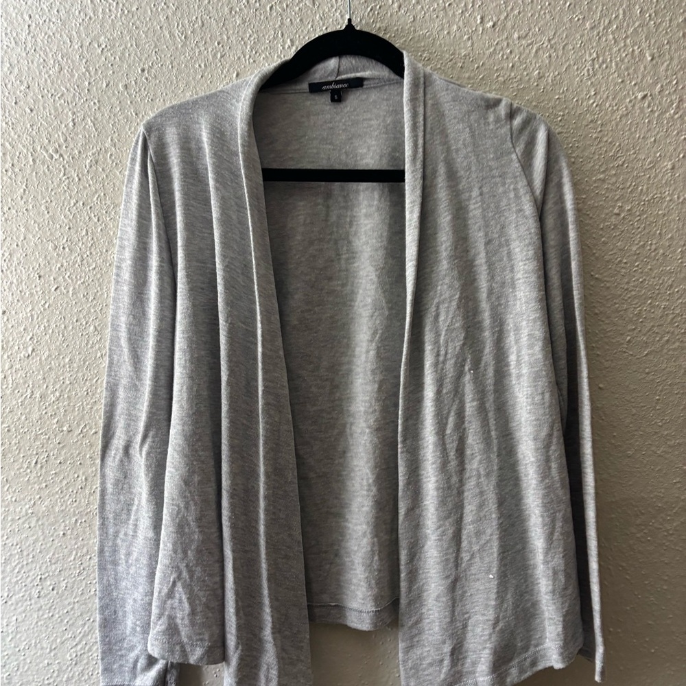 Ambiance Gray Cardigan Sweater Open-Front Knit